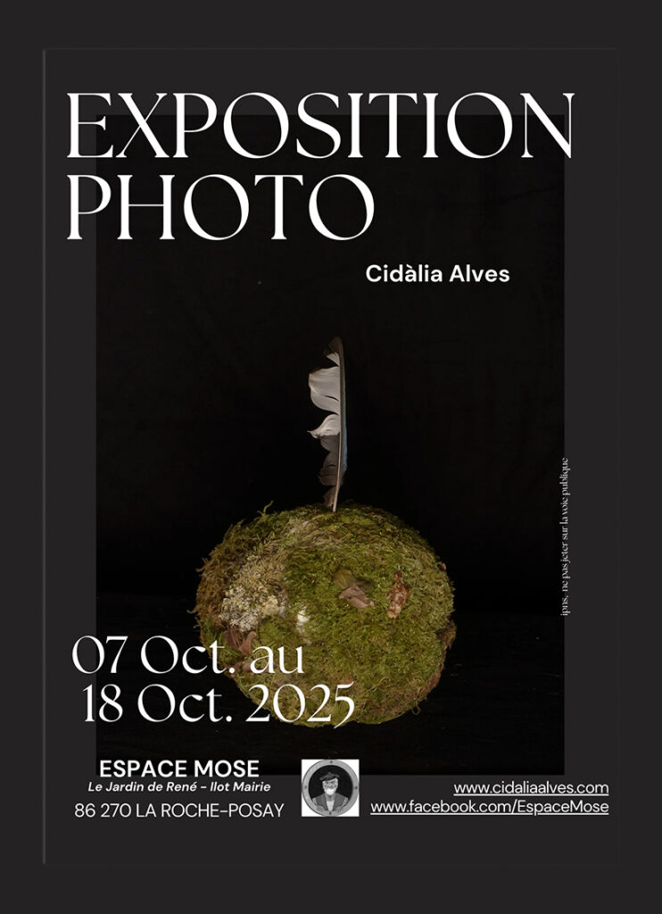 Affiche d'exposition, avec l'adresse et les date du 7 au 18 Octobre 2025
La Roche Posay- 86270
Espace Mose